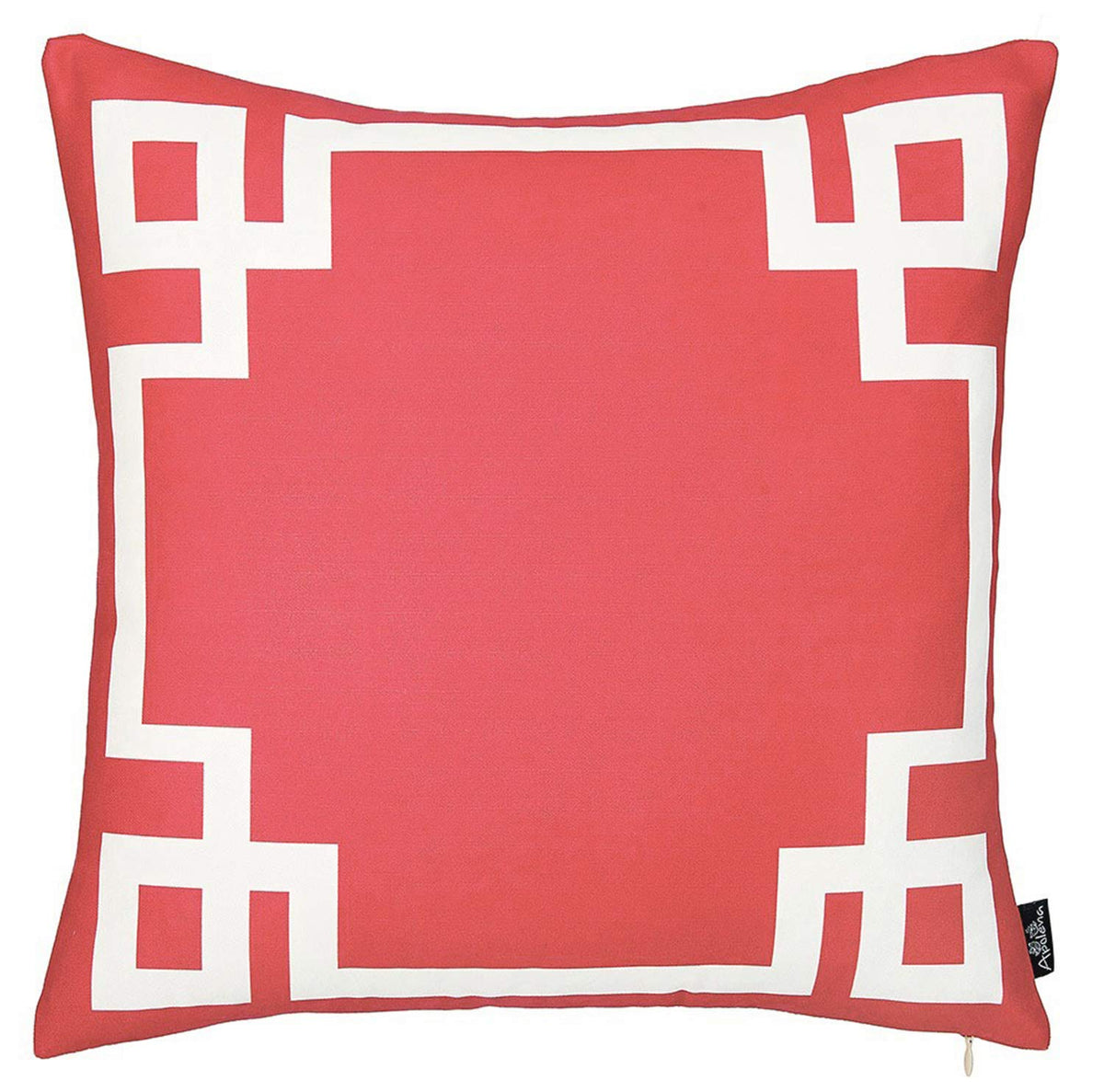 HomeRoots Multi Polyester 18'x18'Red and White Geometric Decorative Throw Pillow Cover