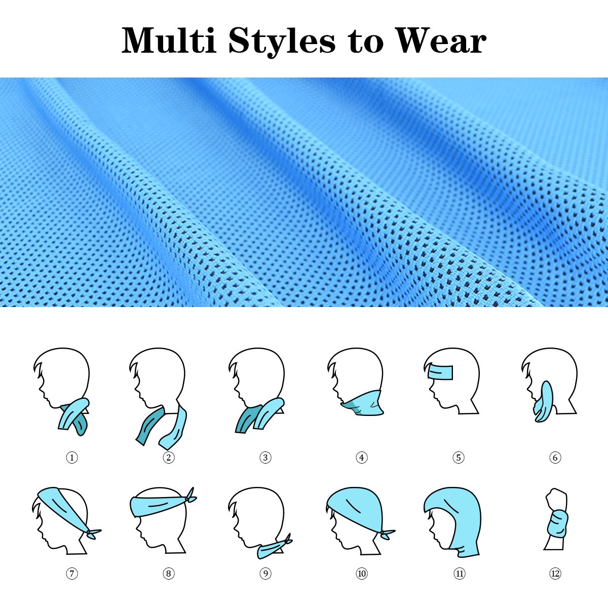 Cooling Towel,Vofler 6 Pack Cool Towels Microfiber Chilly Ice Cold Head Band Bandana Neck Wrap (40''X 12'') For Athletes Men Wom