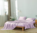 Revdomfly 4 Pcs Full Size Luxury Silky Soft Lavender Satin Sheet Set,1 Premium Moisture Wicking Fitted Sheet Fits Up To 16 Inche