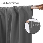 Dwcn Blackout Curtains-Tie Up Shade For Window Thermal Insulated Room Darkening Rod Pocket Curtains For Kitchen, Dark Grey, W42