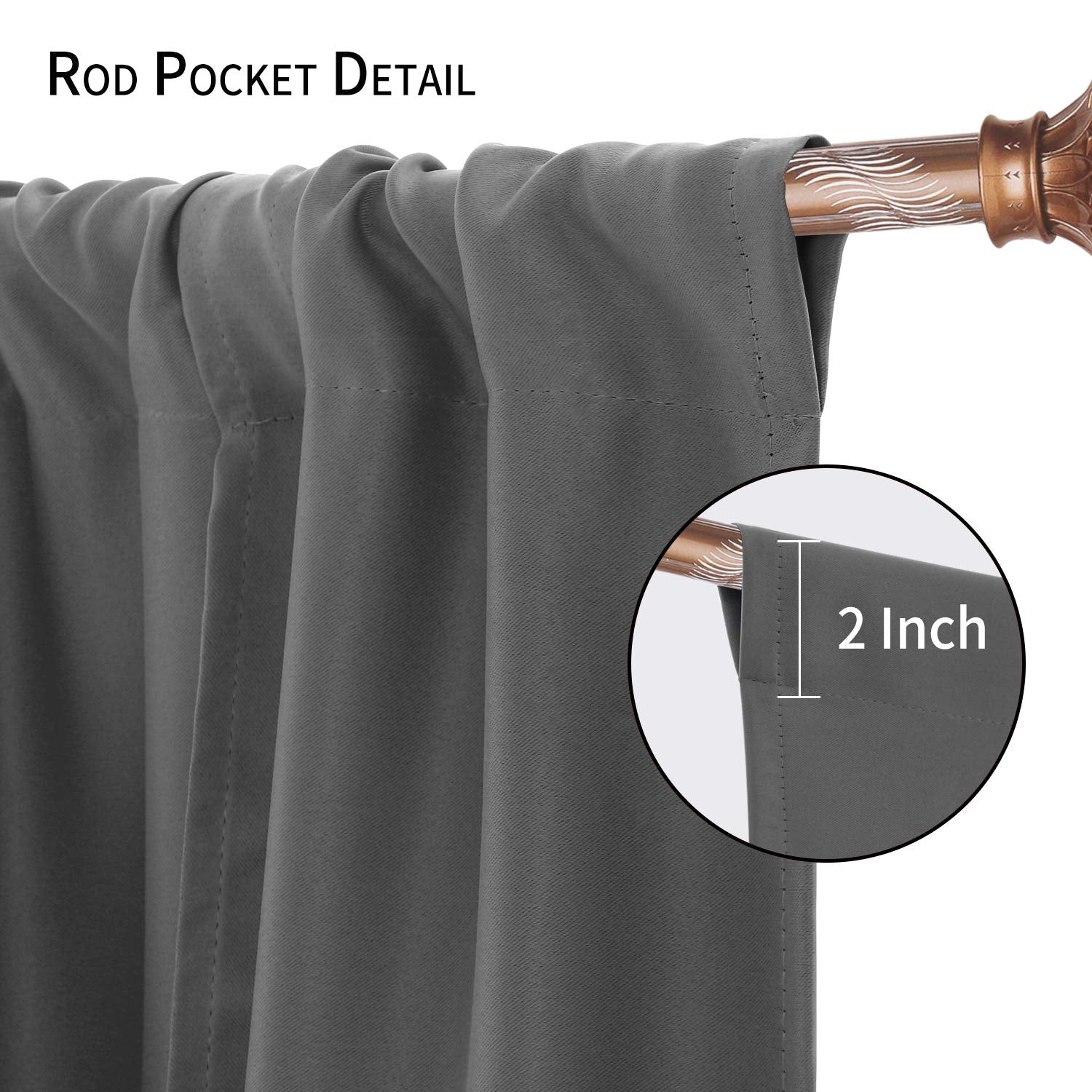 Dwcn Blackout Curtains-Tie Up Shade For Window Thermal Insulated Room Darkening Rod Pocket Curtains For Kitchen, Dark Grey, W42