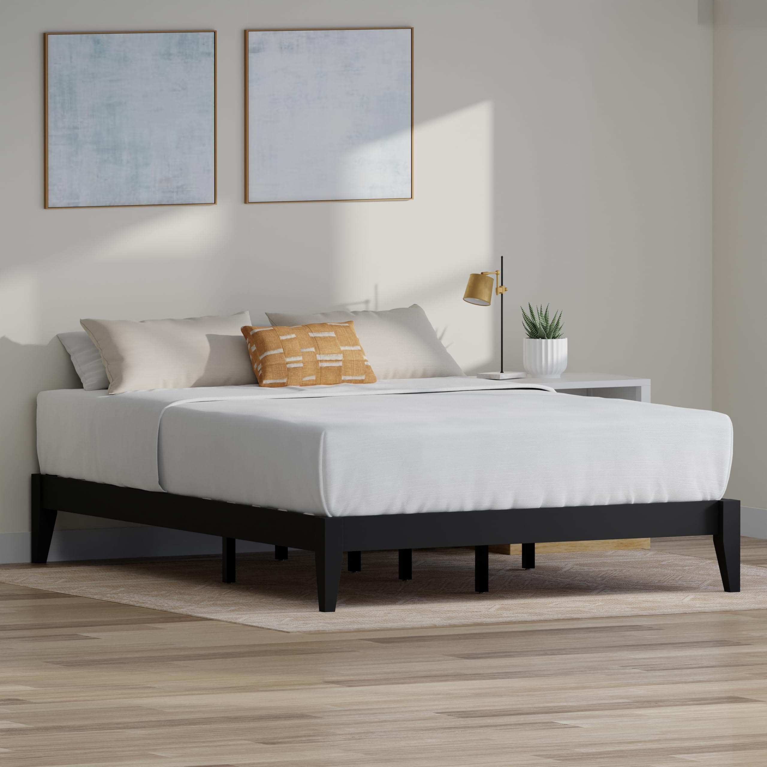 Serene Farmhouse StyleQueen Wood Bed Frame - Black