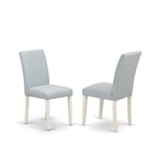 East West Furniture V-Style 7 Piece Set Consist Of A Rectangle Dining Room Table With V-Legs And 6 Baby Blue Linen Fabric Upholstered Chairs, 40X72 Inch, Multi-Color