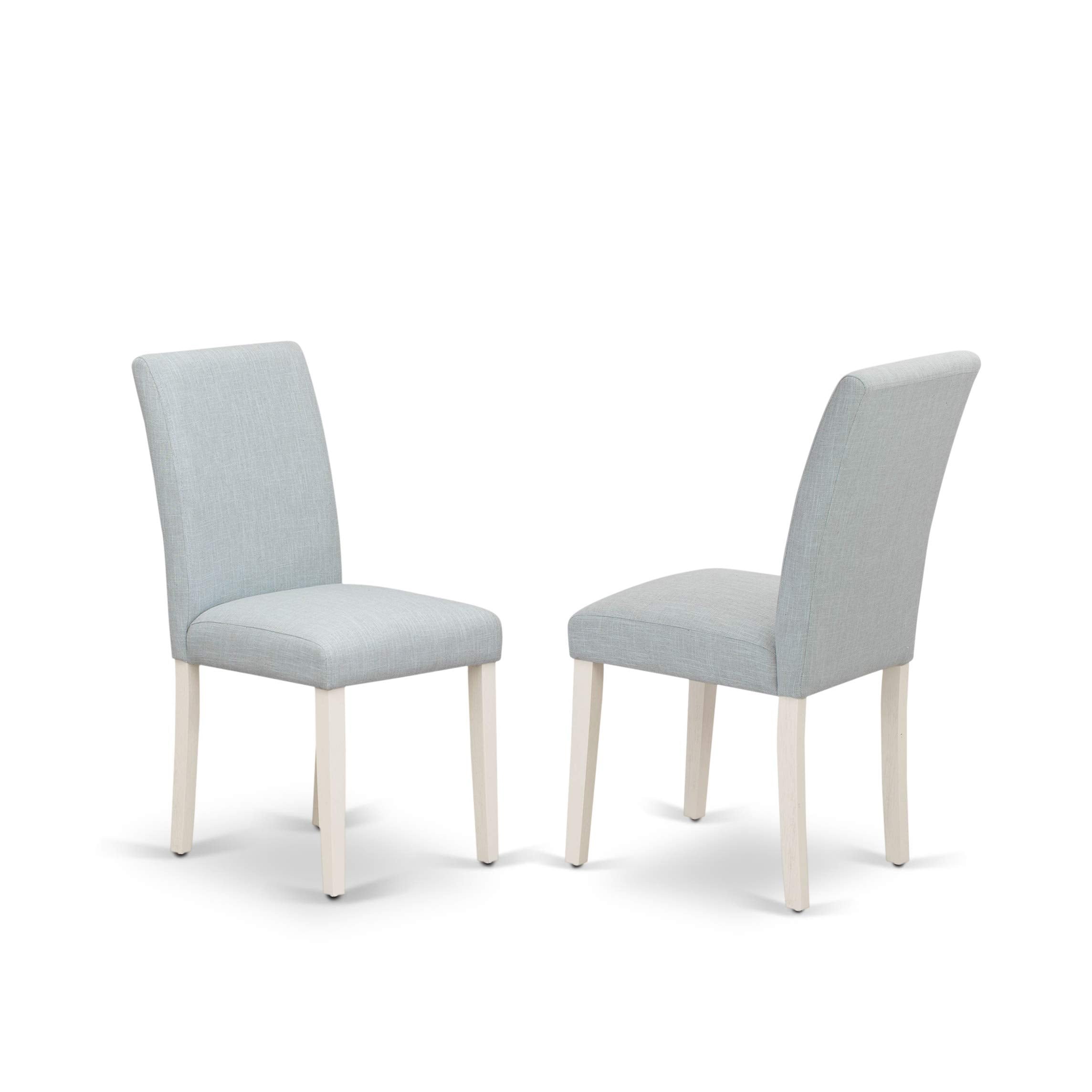 East West Furniture V-Style 7 Piece Set Consist Of A Rectangle Dining Room Table With V-Legs And 6 Baby Blue Linen Fabric Upholstered Chairs, 40X72 Inch, Multi-Color