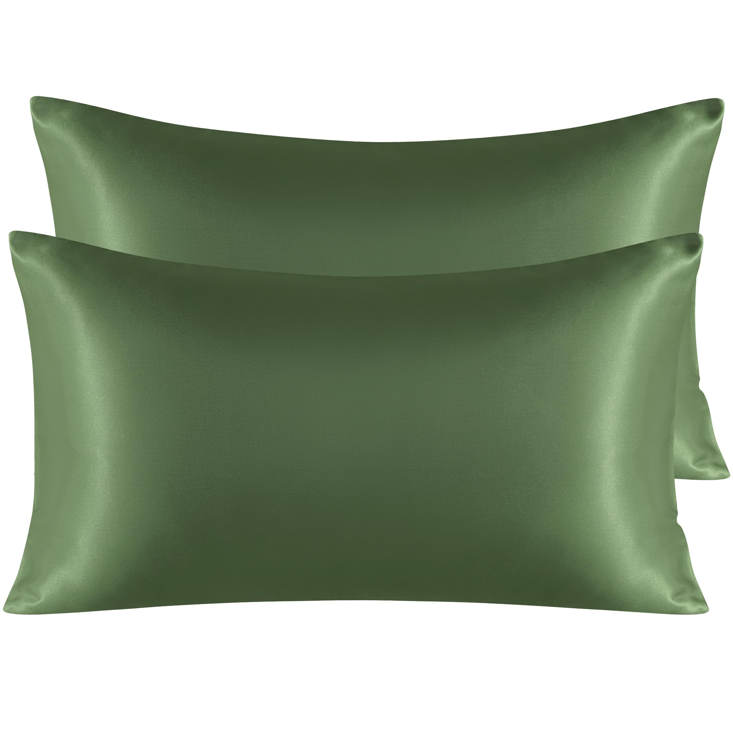 Ntbay 2 Pack Satin King Pillowcases For Hair And Skin, Luxurious And Silky Pillow Cases With Envelope Closure, 20X36 Inches, Olive Green