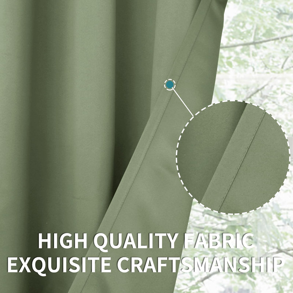 Bgment Olive Green Blackout Curtains 72 Inches Length For Bedroom - Rod Pocket Thermal Insulated Room Darkening Drapes For Living Room Dining Privacy Spring Decor, 42 X 72 Inch, 2 Panels