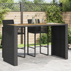 vidaXL Patio Table - Black Poly Rattan & Acacia Wood - Outdoor/Garden Furniture - UV-Resistant & Weatherproof - 72.8 x 31.5 x 43.3 in.