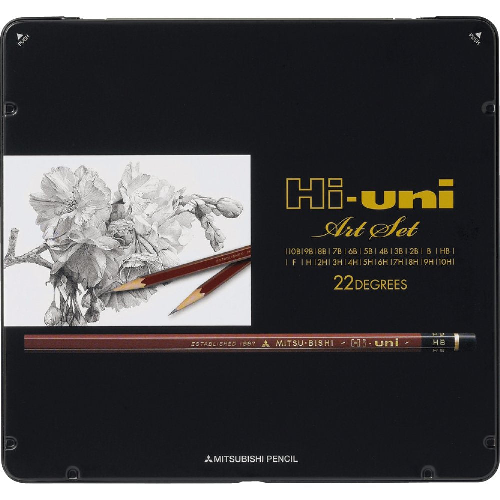 Uni Hi Wooden Pencil Art Set - 10B To 10H - Box Of 22 (Huas)