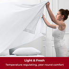 Mellanni Twin Xl Sheet Set - 4-Piece Iconic Collection Bedding, (Including 2 Pillowcases), 16-Inch Deep Pocket, Easy Care, Extra Soft, Cooling Sheets, Brushed Microfiber - White