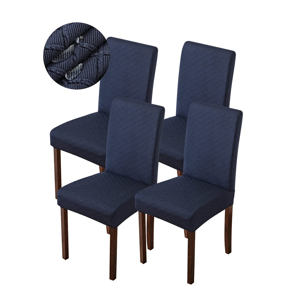 Genina Waterproof Chair Covers For Dining Room Dining Chair Covers Kitchen Parsons Chair Covers (Navy Blue, 4 Pcs)