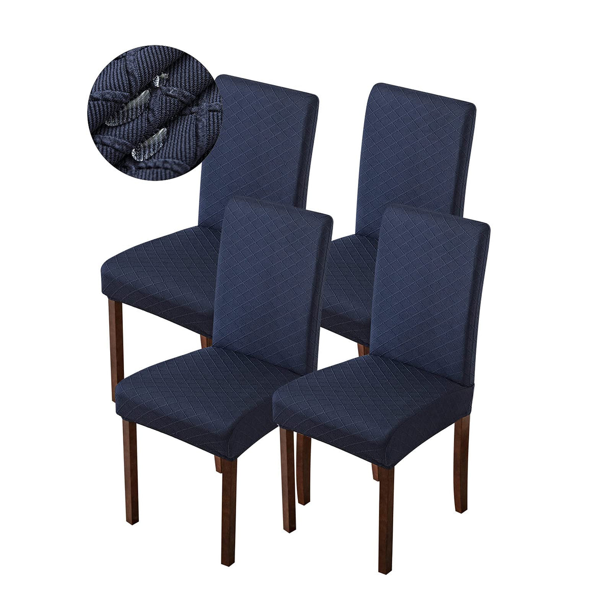 Genina Waterproof Chair Covers For Dining Room Dining Chair Covers Kitchen Parsons Chair Covers (Navy Blue, 4 Pcs)
