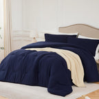 Quataly California King Comforter Set Navyblue,3Pcs Soft Lightweight Breathable Bedding Comforter Sets For All Season, Cal King(
