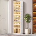 CIMLORD 9-Tier Foldable Shoe Rack Organizer for Closet 18Pairs Plastic Shoe Shelf Collapsible Shoes Storage Box Clear Shoe Boxes