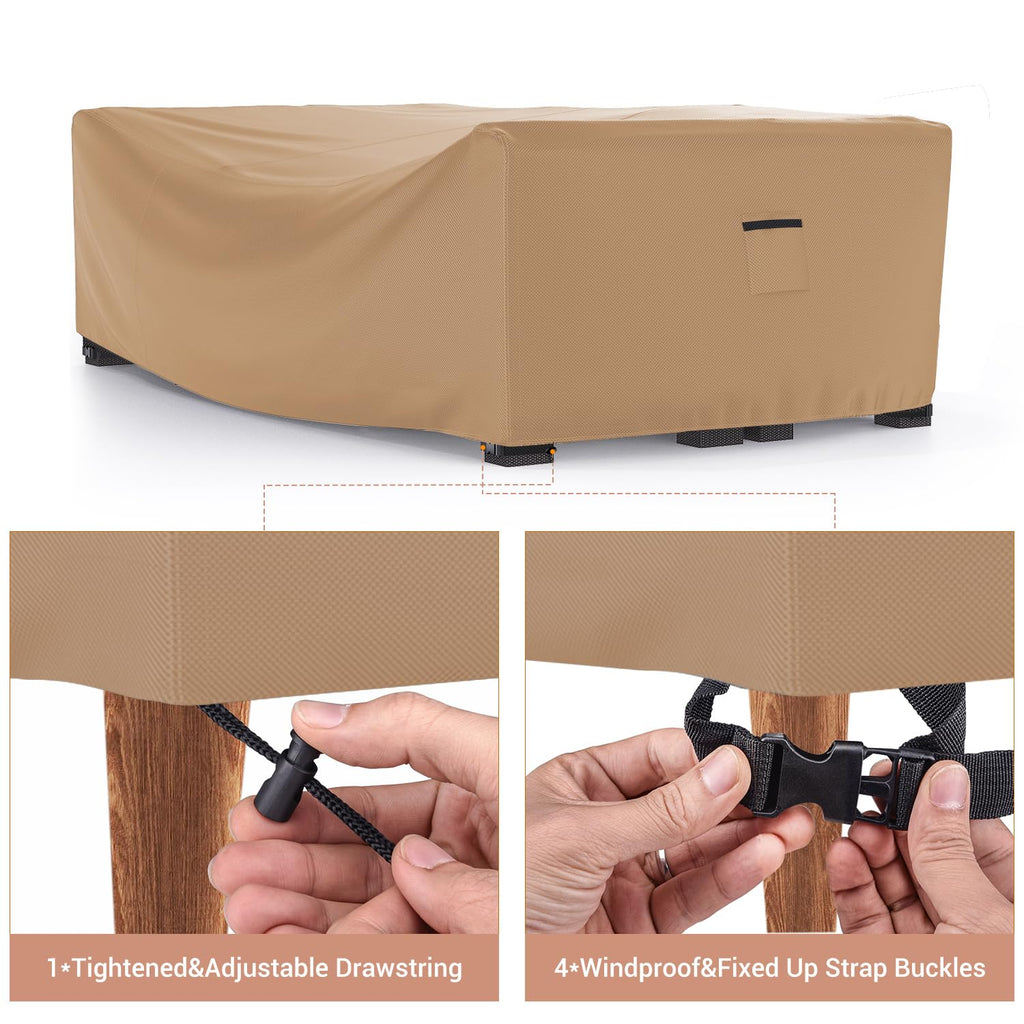 Mrrihand Heavy Duty Patio Furniture Covers, Outdoor Furniture Covers Waterproof Sectional Sofa Set , Patio Table And Chair Set Cover 118'L×57'W×28'H,Brown