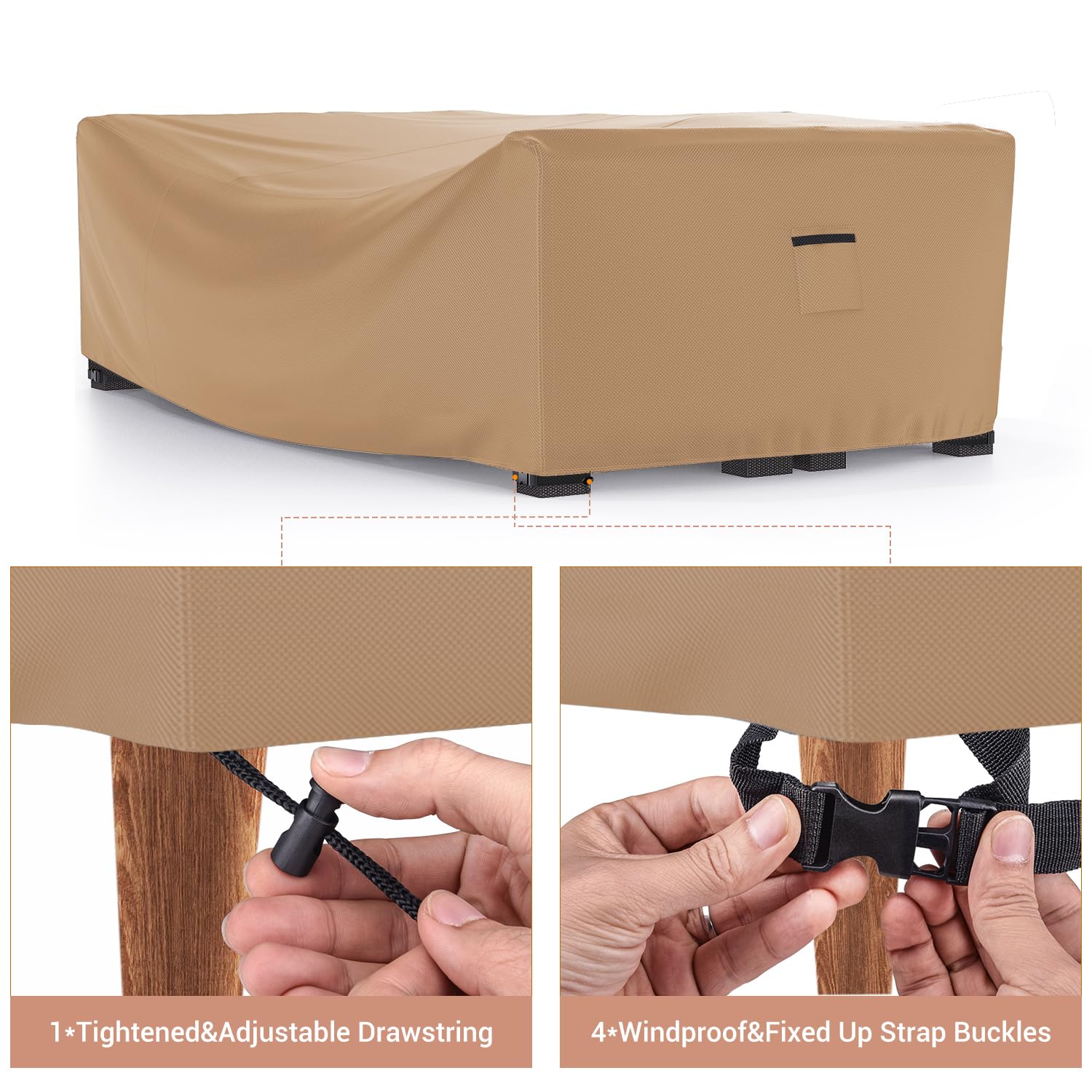 Mrrihand Heavy Duty Patio Furniture Covers, Outdoor Furniture Covers Waterproof Sectional Sofa Set , Patio Table And Chair Set Cover 118'L×57'W×28'H,Brown
