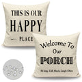 Jojogogo Welcome To Our Porch Outdoor Pillow Covers Waterproof 18X18 Set Of 2, Decorative Farmhouse Outdoor Throw Pillows 18 X 1