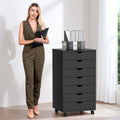 7-Drawer Chest, Office File Cabinet with Wheels, Black