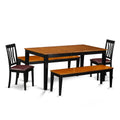East West Furniture Nian5N-Bch-Lc 5 Piece Dining Room Set Includes A Rectangle Kitchen Table With Butterfly Leaf And 2 Faux Leather Dining Chairs With 2 Benches, 36X66 Inch, Black & Cherry