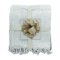 LR Home Soft Shibori Slab Throw Blanket, 50 x 60, Gray/White
