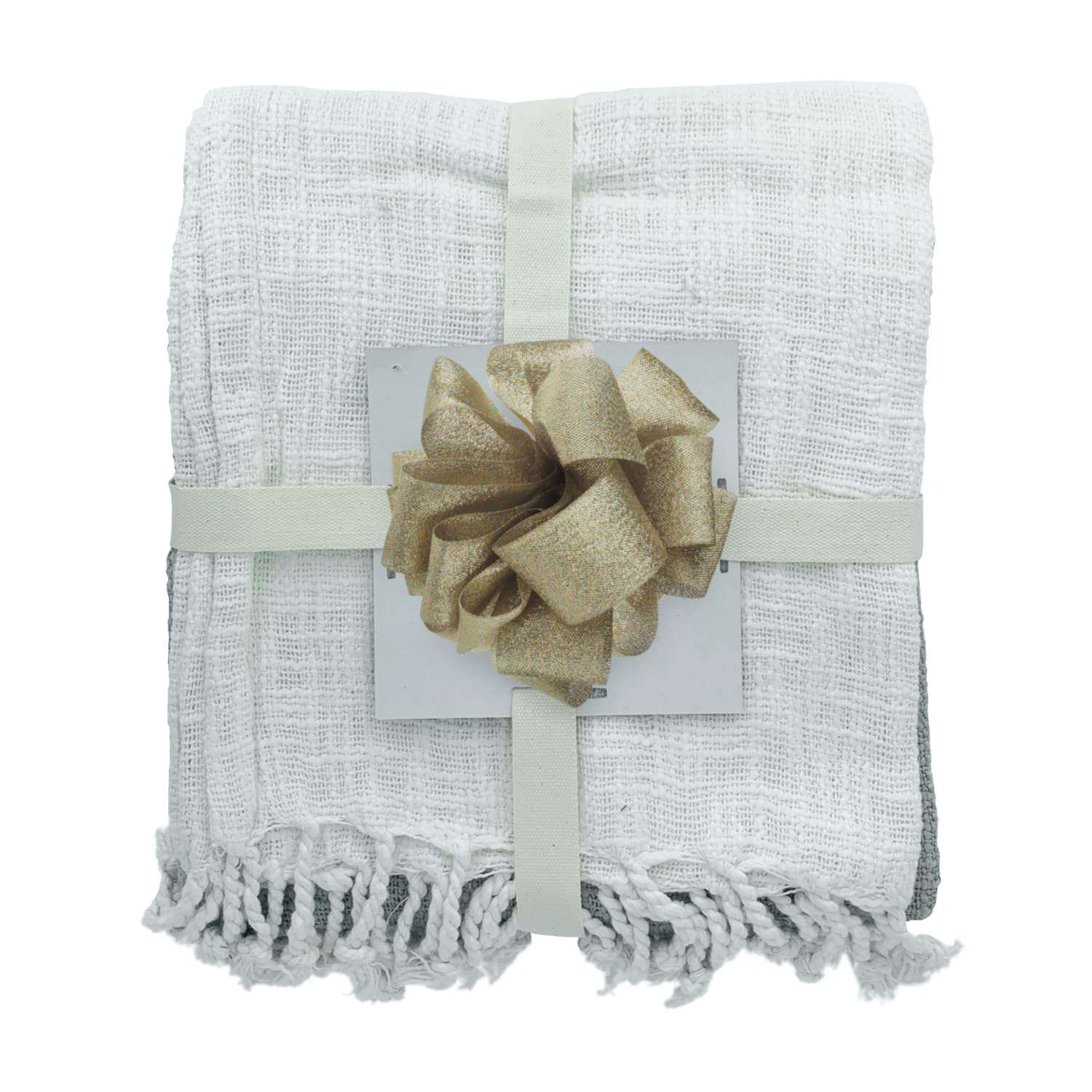 LR Home Soft Shibori Slab Throw Blanket, 50 x 60, Gray/White