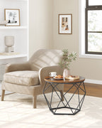 Vasagle Small Coffee Table Set Of 2, Round Coffee Table With Steel Frame, Side End Table For Living Room, Bedroom, Office, Rustic Brown And Ink Black