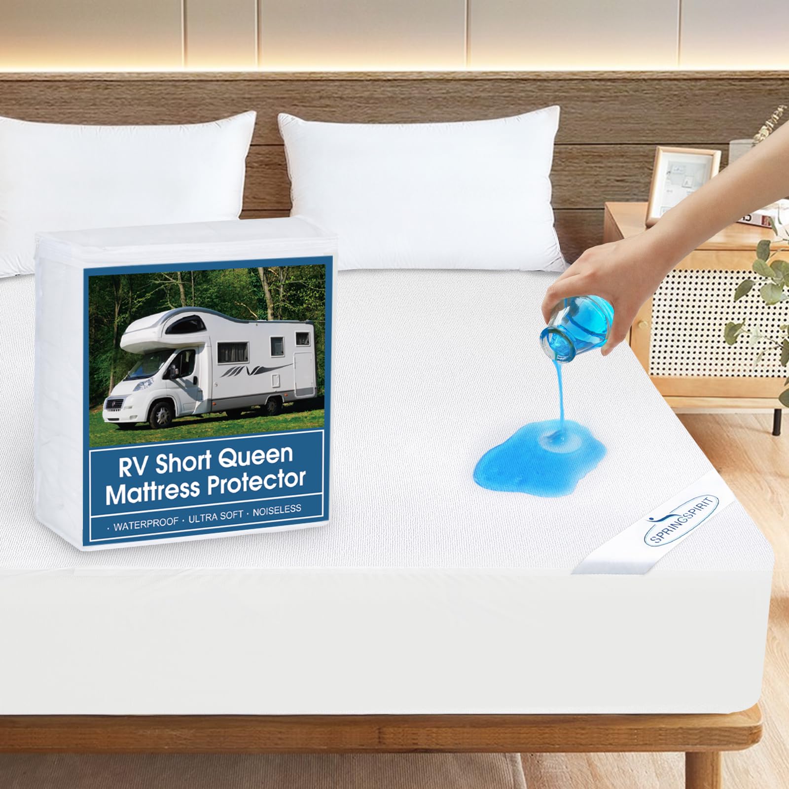 Rv Short Queen Terry Mattress Protector Waterproof For 75'  60' Up To14' Depth, Ultra Soft & Breathable Smooth Top Fitted Mat
