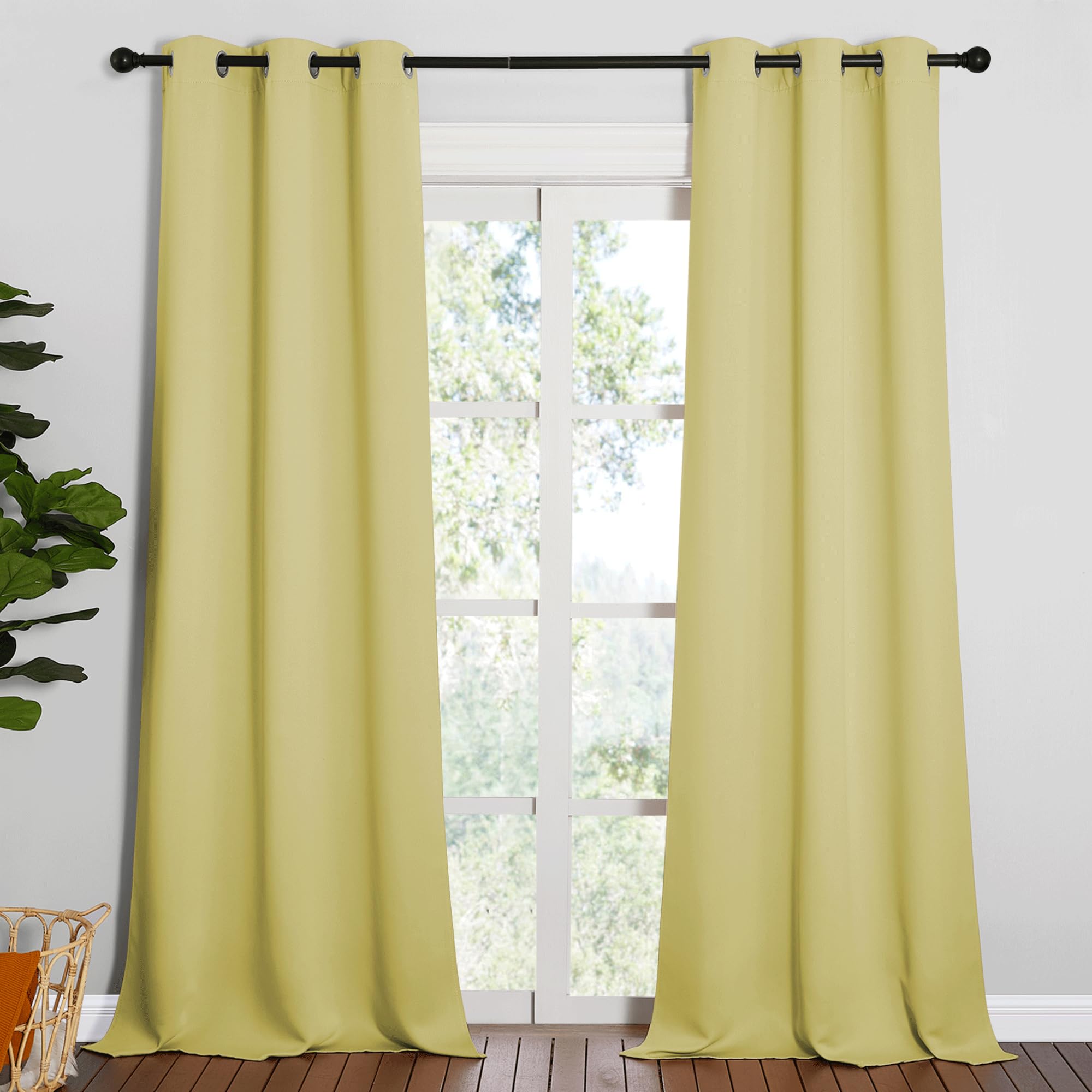 NICETOWN Patio Glass Door Blackout Curtains for Bedroom/Living Room, Privacy Panel Drapes for Dining Room and Guest Room (Paler 