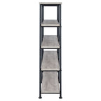 Coaster Home Furnishings Analiese Rustic Industrial 4-Tier Double Bookcase Etagere Bookshelf Office Storage Book Shelf Engineered Eco-Friendly Wood Laminate Sturdy Black Steel Grey Driftwood 801544