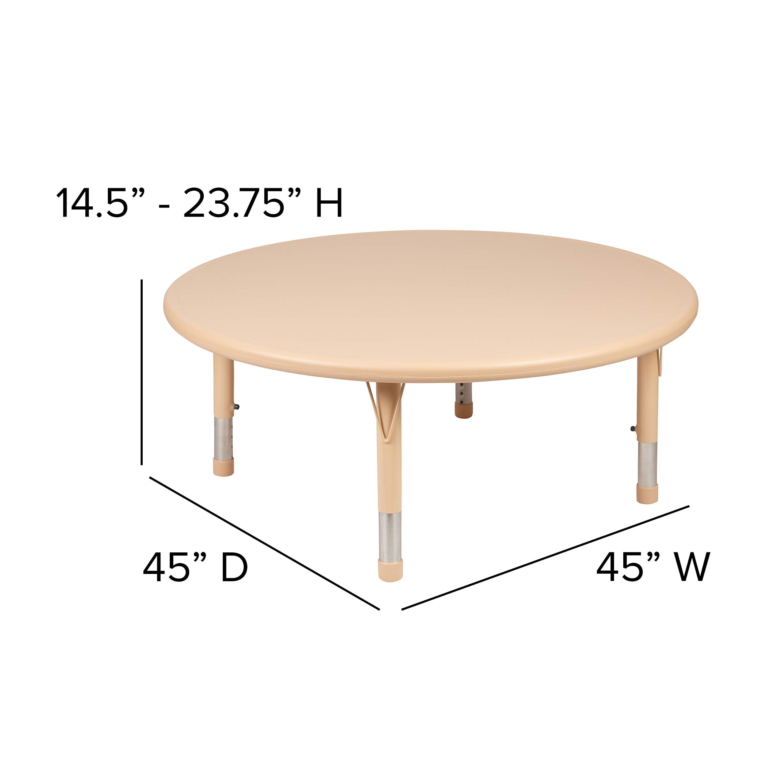Flash Furniture Wren 45" Round Natural Plastic Height Adjustable Activity Table