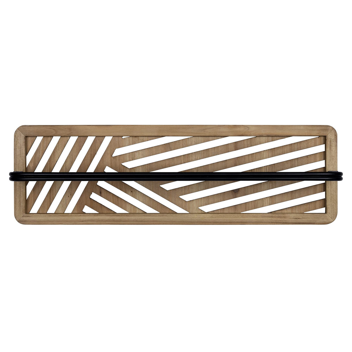 HomeRoots Multi 80% MDF Wood Veneer 20% Metal Cut Out Design Wood and Metal Towel Rack