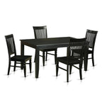 East West Furniture DUWE5-BLK-W 5 Piece Dining Set Includes a Rectangle Dining Room Table and 4 Kitchen Chairs, 36x60 Inch, Black