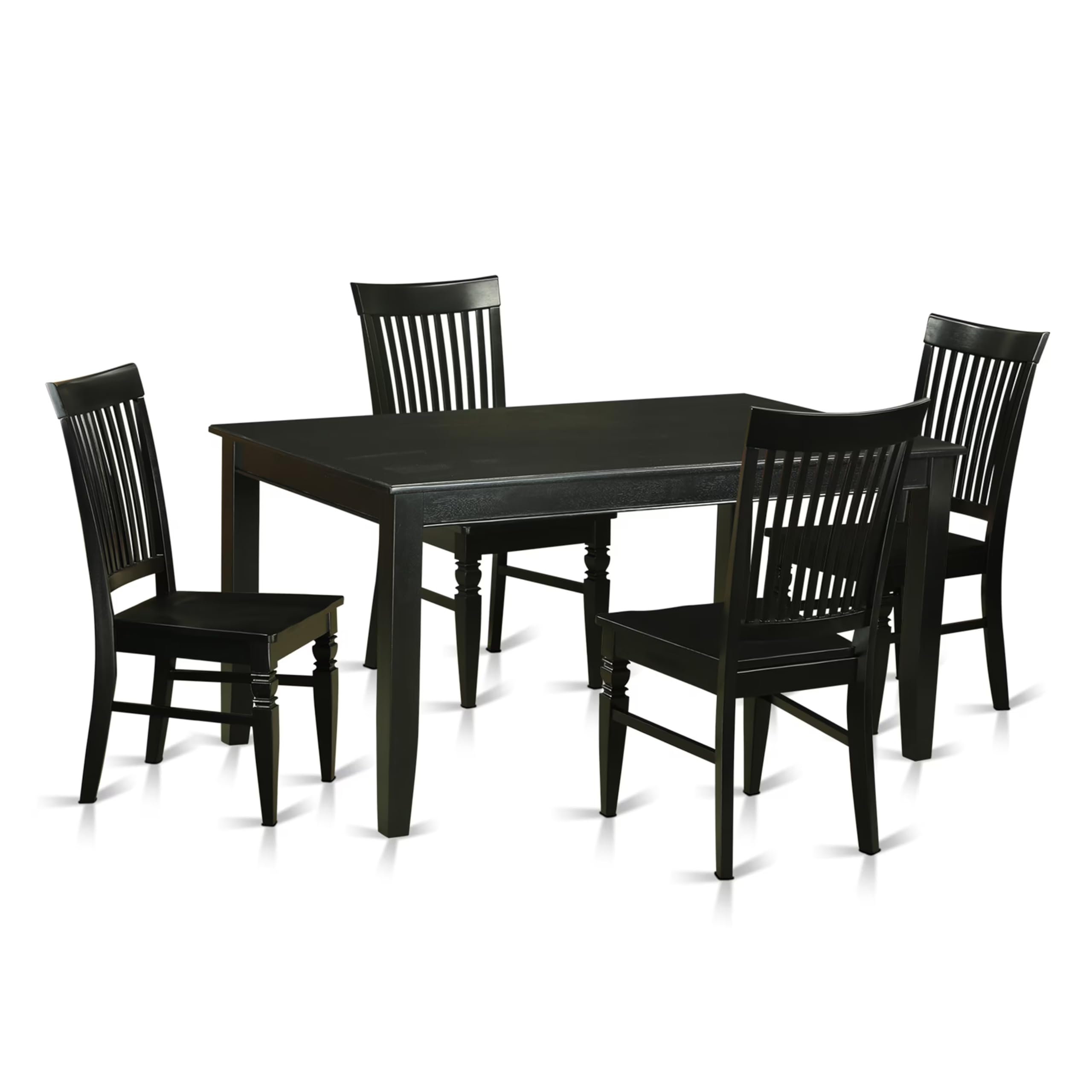 East West Furniture DUWE5-BLK-W 5 Piece Dining Set Includes a Rectangle Dining Room Table and 4 Kitchen Chairs, 36x60 Inch, Black