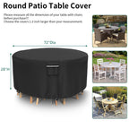 Outdoor Furniture Cover Waterproof, Round Patio Table Cover, Heavy Duty 500D Outdoor Table And Chairs Covers, Covers For Patio D
