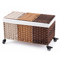 Didaey 3 Section Laundry Hamper with Wheels, Lids and Removable Liner Bags