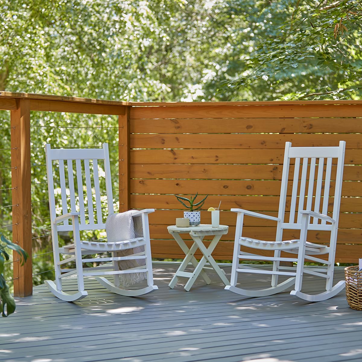 Shine Company Vermont Rocking Chairs, Outdoor Front Porch Rocker Set Of 2, White