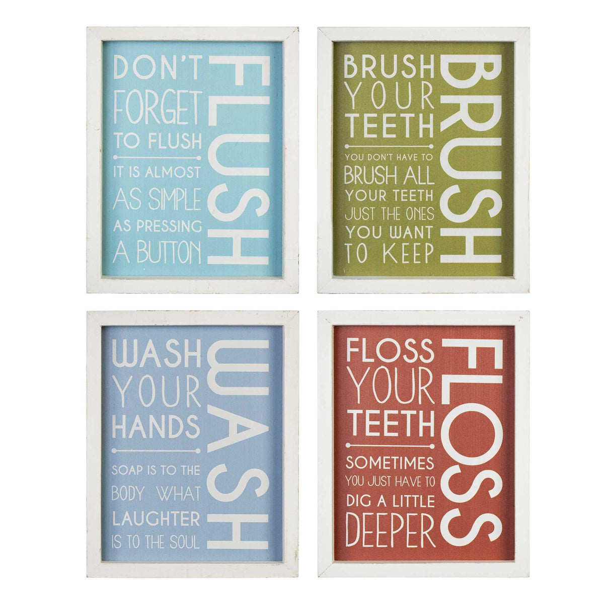 HomeRoots Multi Color 60% MDF, 40% Wood 8' X 10' Flush, Brush, Wash, Floss Framed Wall Art