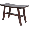 HomeRoots Dark Brown Compact Rectangular Teak Shower/Outdoor Bench in Brown Finish