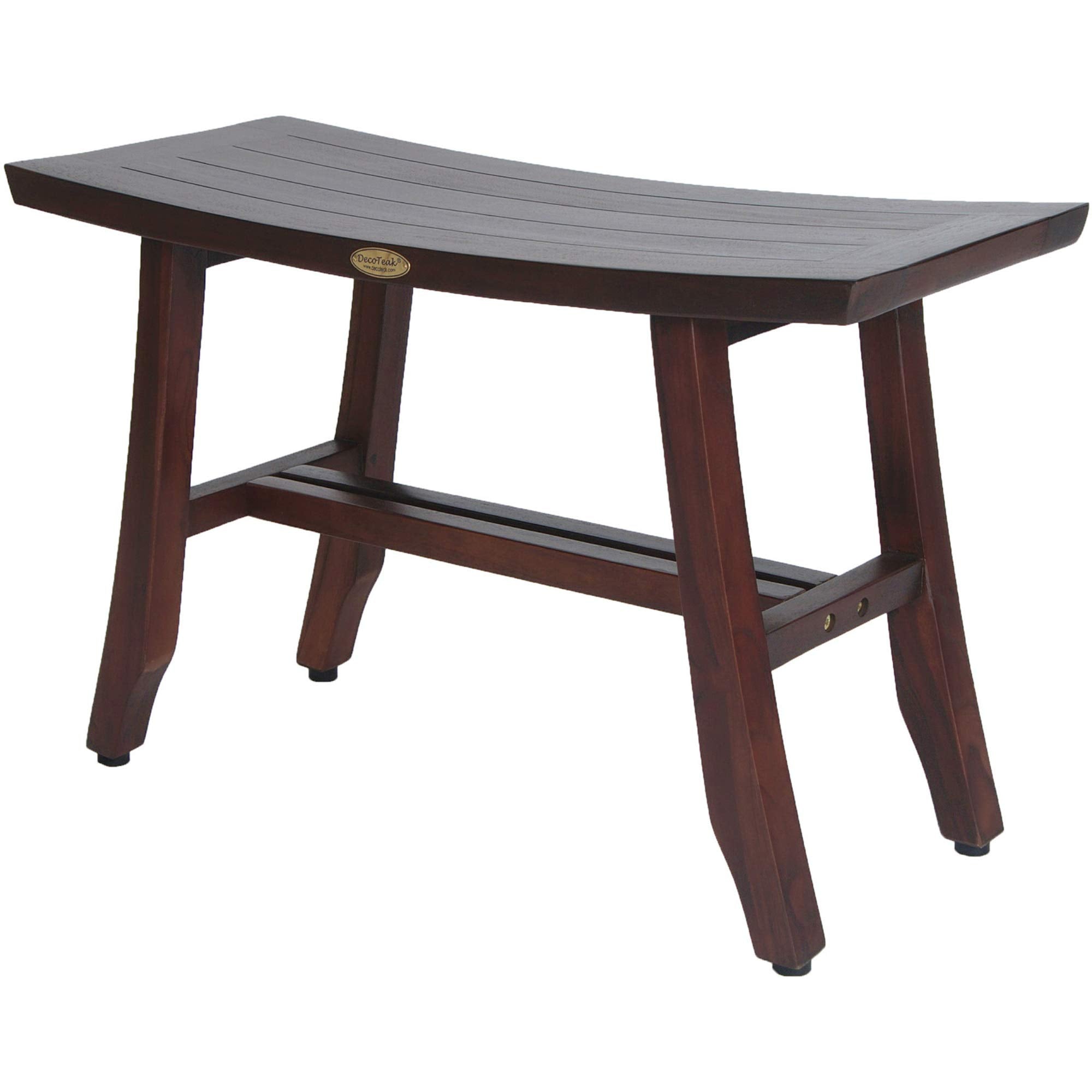HomeRoots Dark Brown Compact Rectangular Teak Shower/Outdoor Bench in Brown Finish