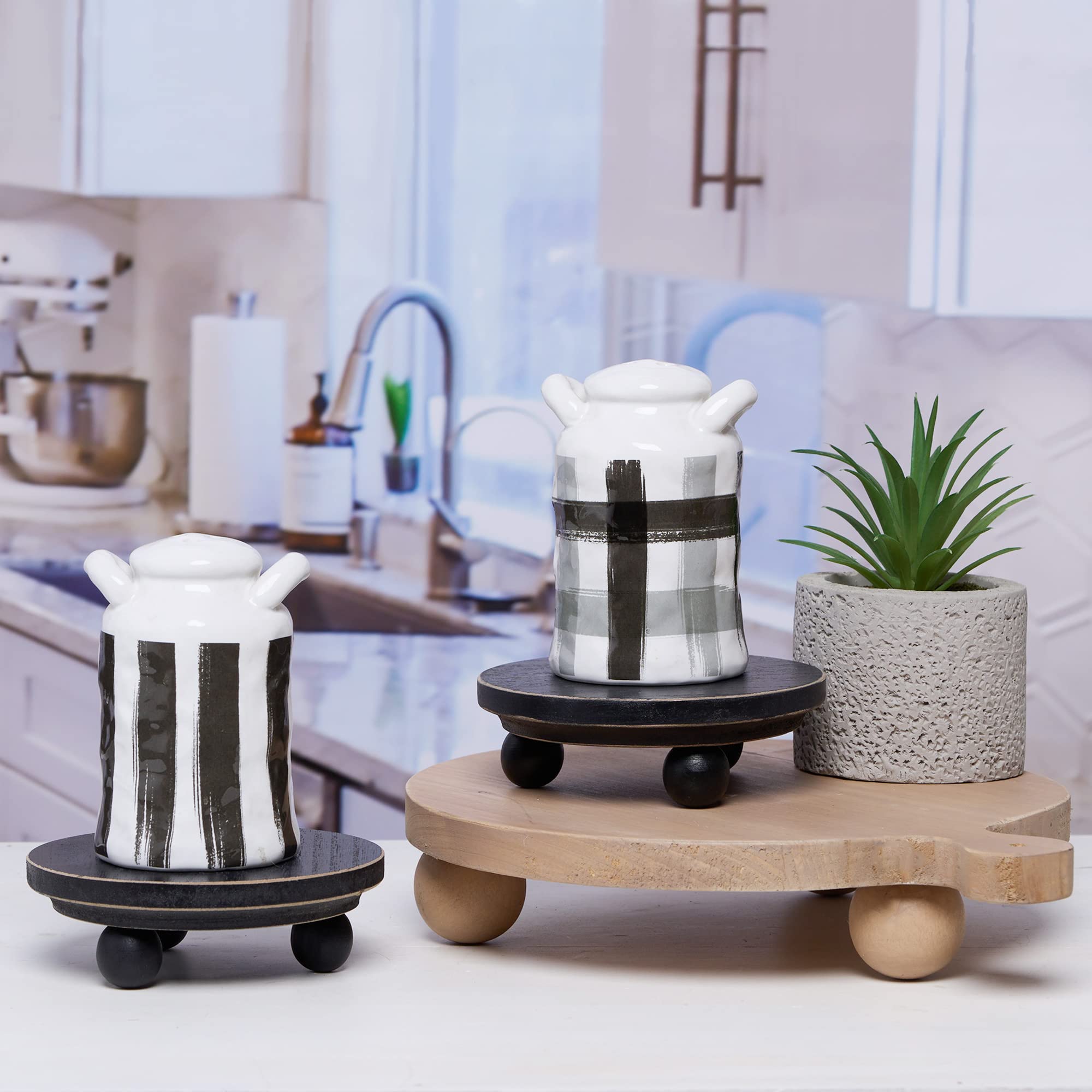 Defined Deco Mini Risers For Display,Wood Risers For Decor,Small 4   Round Wooden Riser, Farmhouse Wood Riser, Rustic Pedestal D