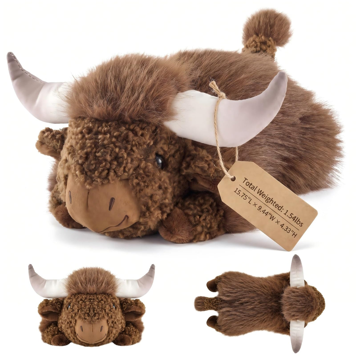 ZRUNBO Highland Cow Stuffed Animals, 15.9in Large Highland Cow Gift Plush Toy,Adorable Stuffed Animal for Kids and Adults Highla