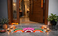 Handmade Woolen Lotus Border Rangoli Mat for Doorstep