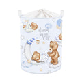 Clastyle 45L Large Blue Sleeping Bear Kid Boy Girl Laundry Hamper with Handle Collapsible Star Moon Clothes Toy Storage Basket w