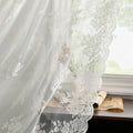 Kotile Ivory Lace Curtains 63 Inch Length - Premium Embroidery Floral Tulle Sheer Lace Curtains For Bedroom, Scalloped Trim Coun