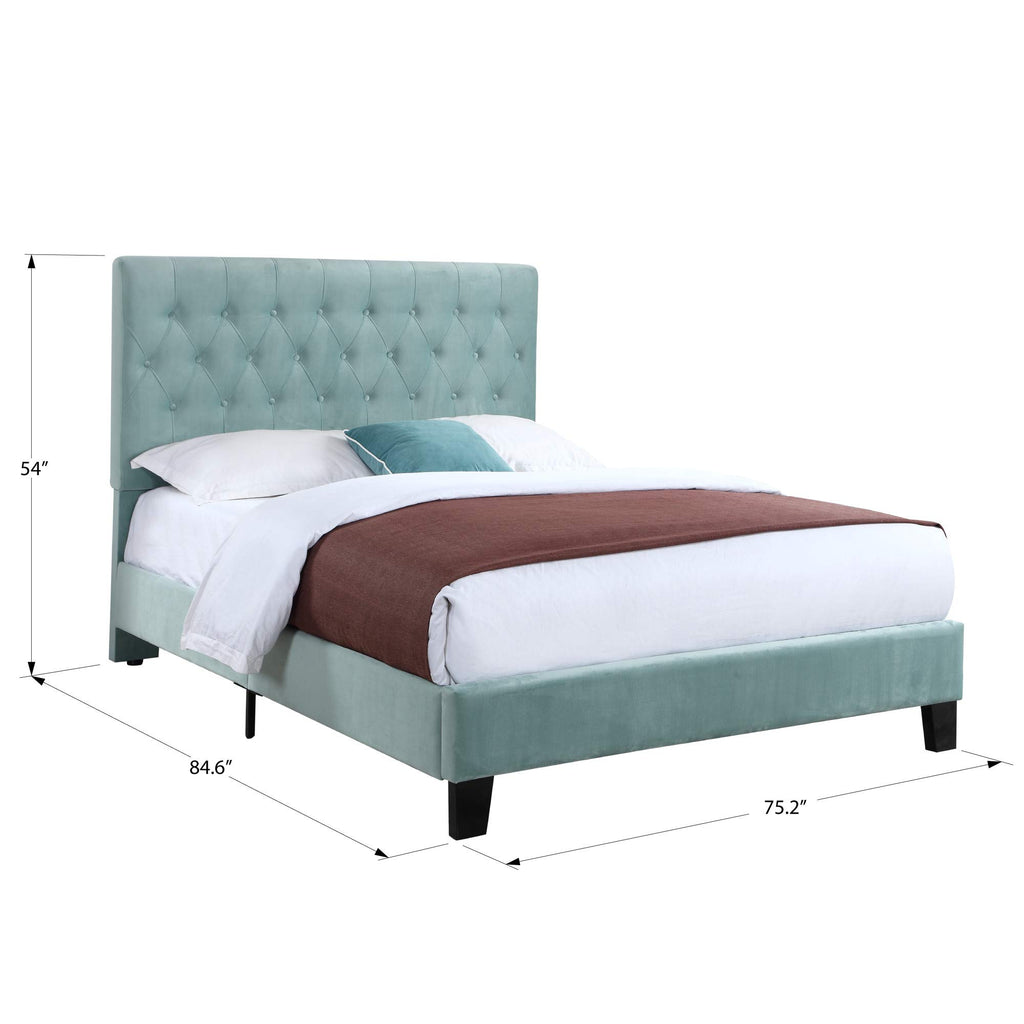 Wallace & Bay Dalton Velvet Upholstered Bed, Full, Aqua