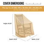 Shine Company Weatherproof Outdoor Rocking Chair Cover, 100% Woven Polyester, Elastic Cord With Toggle, Apricot Crush