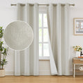 Beige Chevron Full Blackout Curtains for Living Room Bedroom Ivory, Jacquard Woven Geometric Chevron Curtains Energy Efficient T