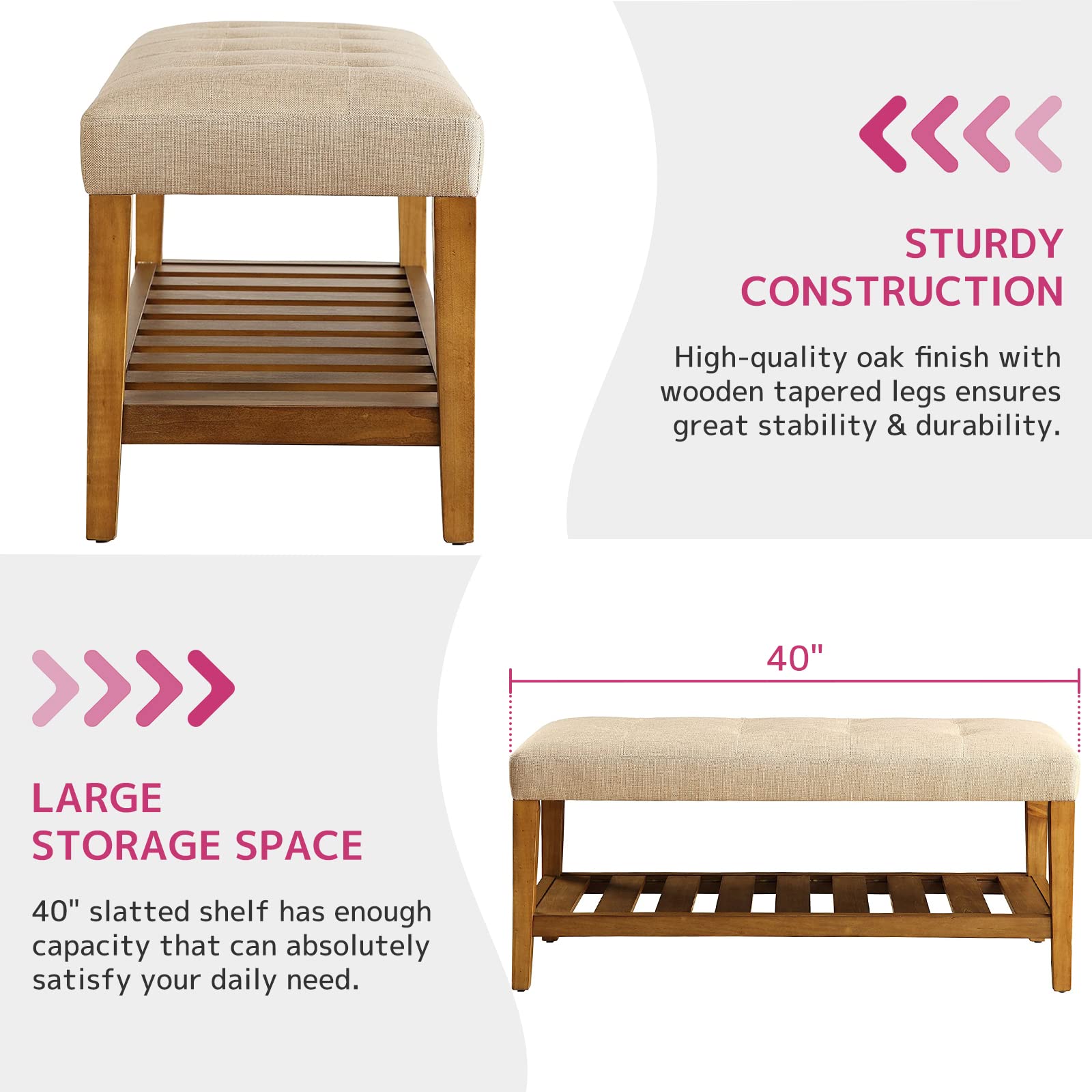 Acme Charla Bench in Beige and Oak