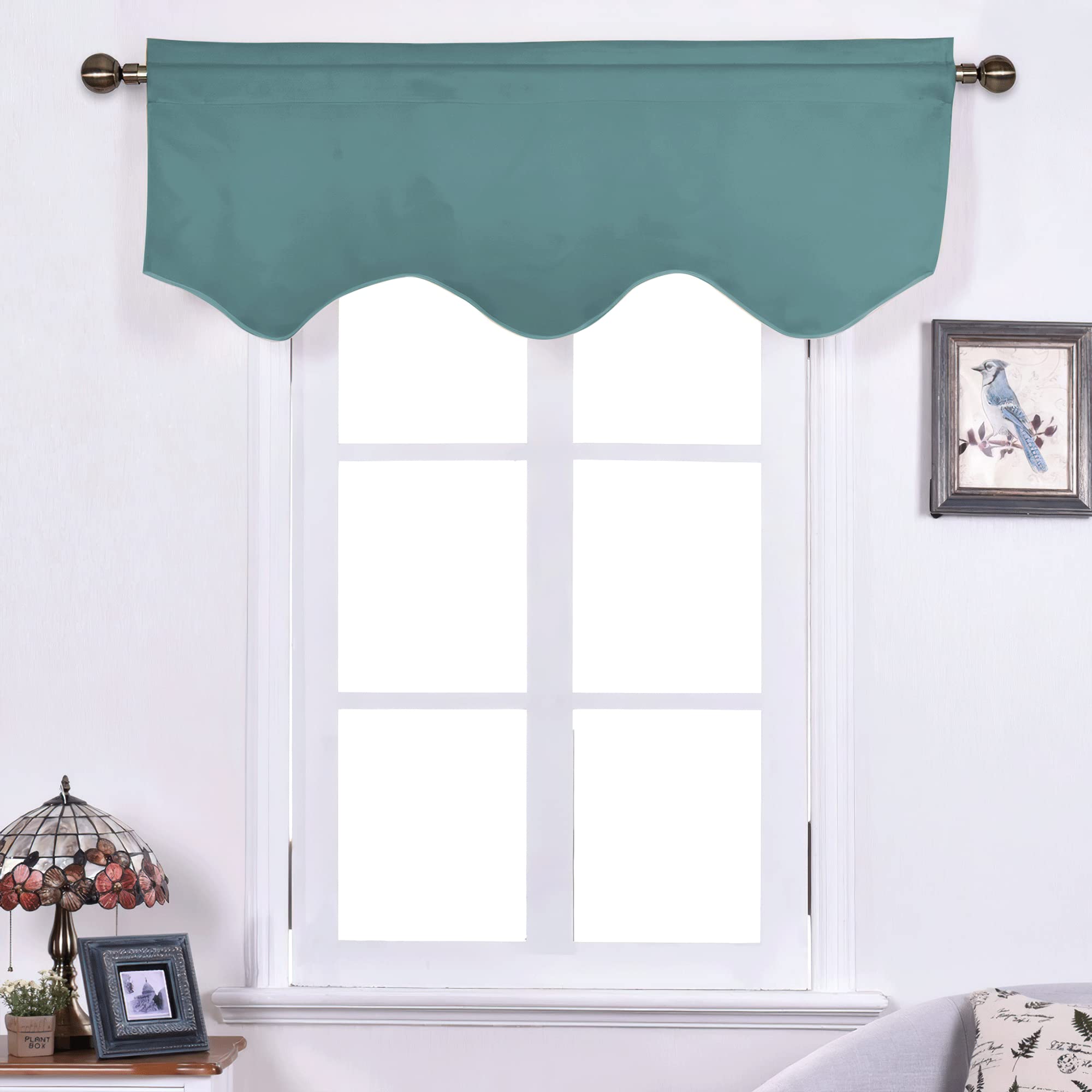 Nicetown Window Blackout Valances For Bedroom, Thermal Insutaled Room Darkening Rod Pocket Valances For Small Window, 52 Inch Wi