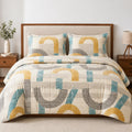 Double Comforter With King Size Bedsheet Set, Matching Geometric Bedding Set, Comforter 225 X 270 Cm, Bedsheet 270 X 270 Cm, Pil