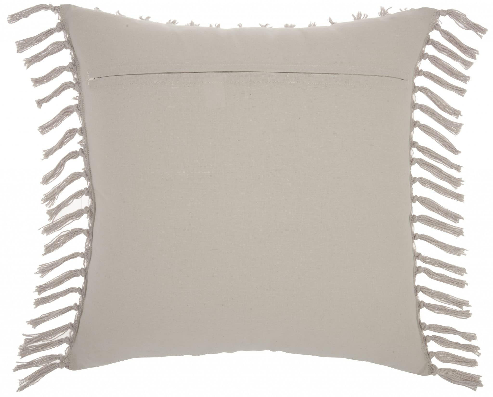 HomeRoots Grey Cotton Tassel Detailed Gray Throw Pillow